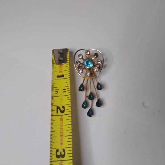 Vintage Blue And Gold Decorative Brooch Pin - Picture 10 of 13